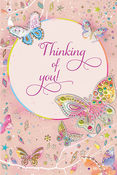 89648 thinking of you - 4 1/2" x 6 3/4" - Multi Color  Foil Decoration and Embossed